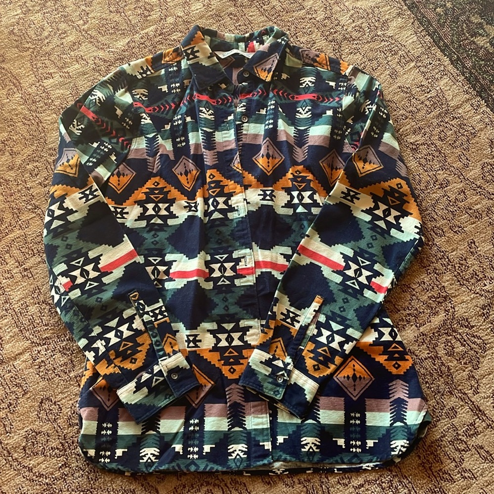 Woolrich flannel button down shirt aztec western